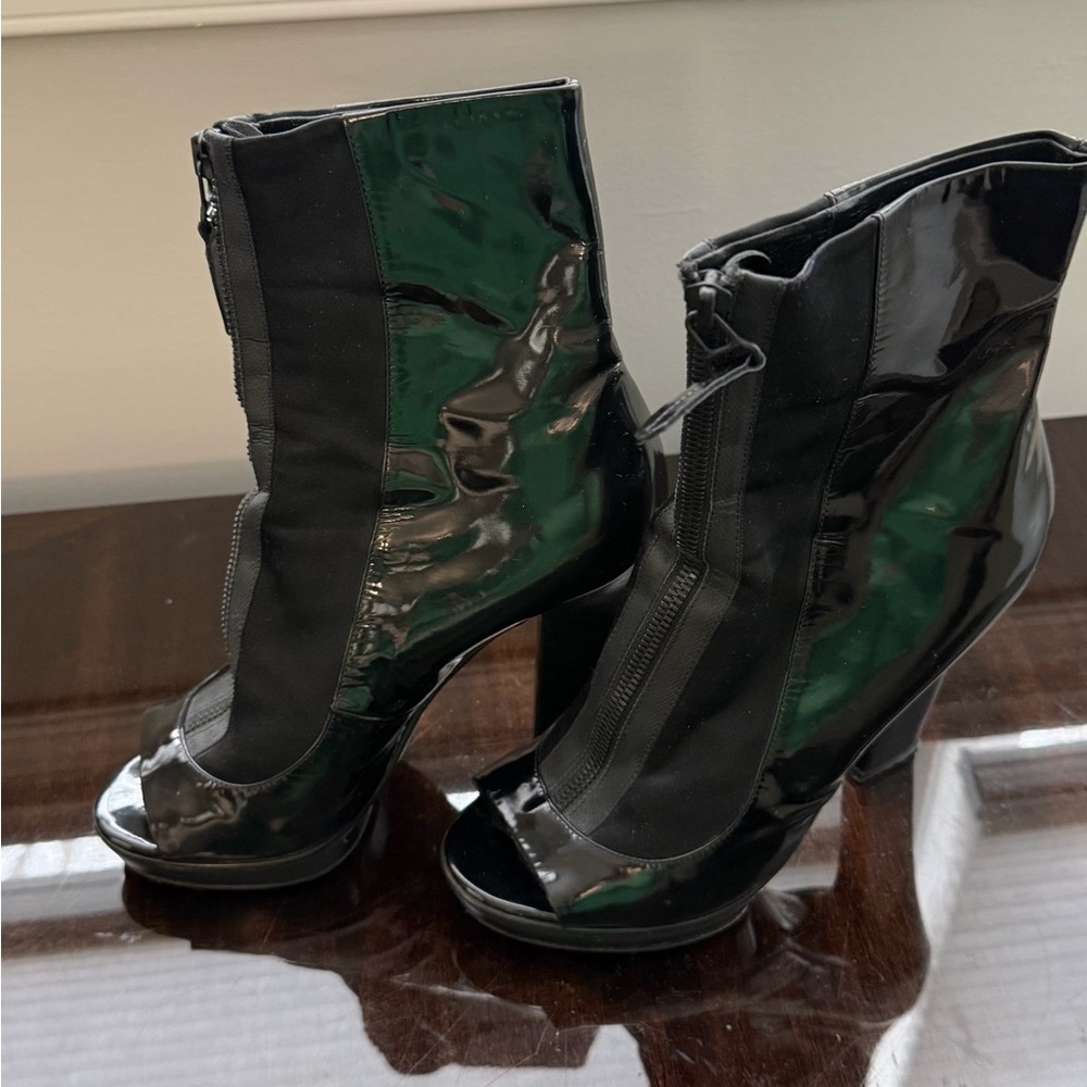 Sergio Rossi Black Women's Open Toed Ankle Boots